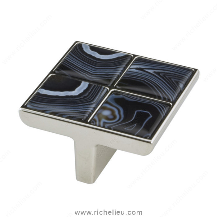 Richelieu Hardware 302332180ONY Precious Materials Collection Knob  -  3023  - Black; Polished Nickel