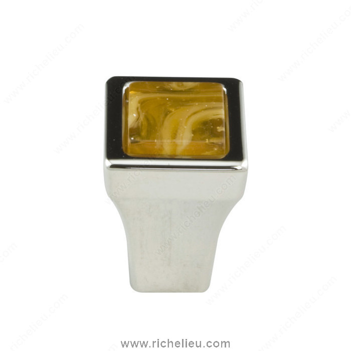 Richelieu Hardware 302415180AMB Precious Materials Collection Knob  -  30241  - Polished Nickel; Amber