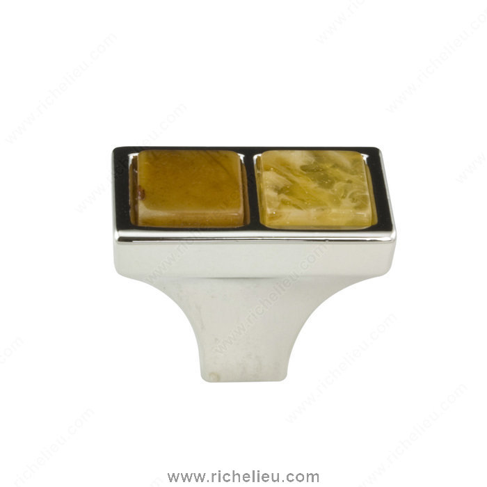 Richelieu Hardware 302426180AMB Precious Materials Collection Knob  -  30242  - Polished Nickel; Amber