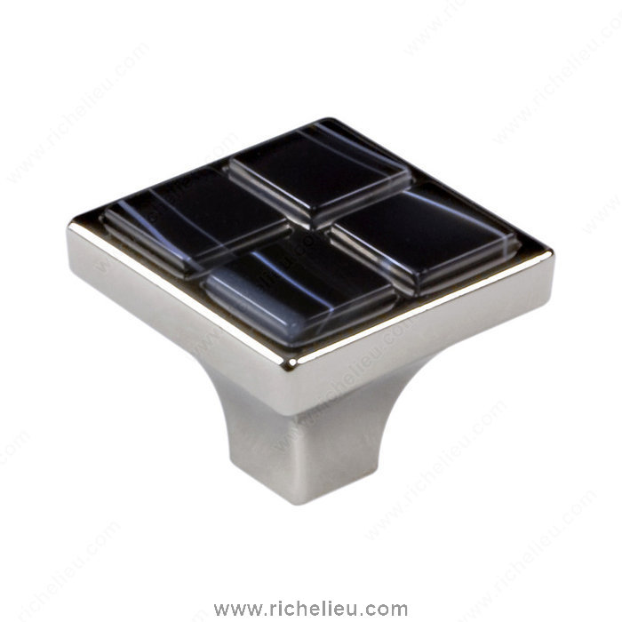 Richelieu Hardware 302427180ONY Precious Materials Collection Knob  -  30242  - Black; Polished Nickel