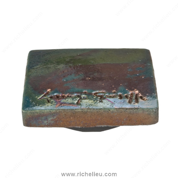 Richelieu Hardware 942750251 Materia Viva Collection Raku Ceramic Knob  -  9427  - Frosted Green; Riflessato