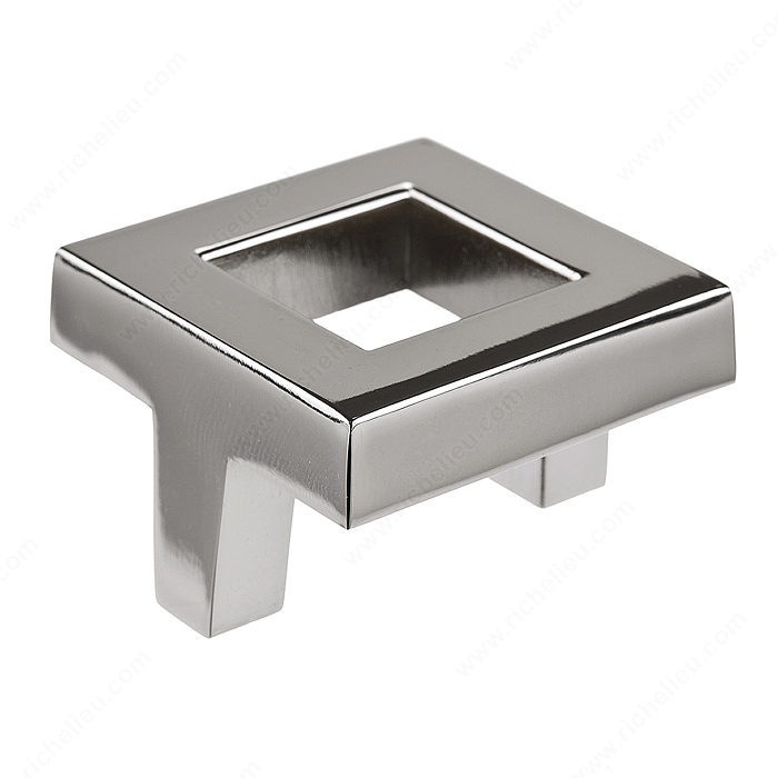 Richelieu Hardware Bp80338180 Transitional Metal Cut-Out Center Square Knob 38MM Nickel Finish