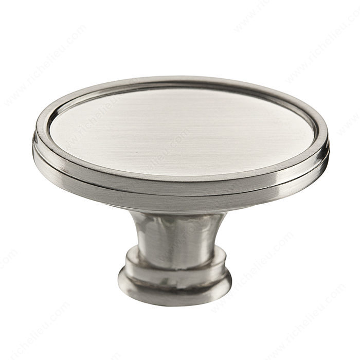 Richelieu Hardware Bp80239195 Transitional Metal Oval Knob With Raised Edge 39MM Brushed Nickel Finish