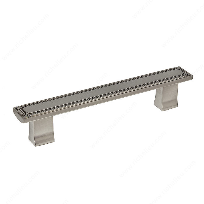 Richelieu Hardware Bp780128195 Classic Metal Bar Pull With Decorative Trim 128MM Brushed Nickel Finish