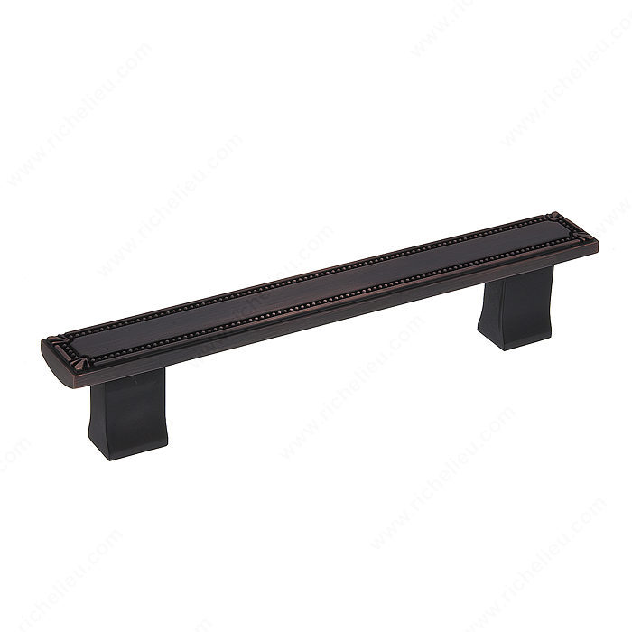 Richelieu Hardware Bp780128Borb Classic Metal Bar Pull With Decorative Trim 128MM Brushed Oil Rubbed Bronze Finish