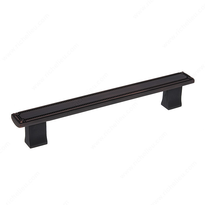 Richelieu Hardware Bp780160Borb Classic Metal Bar Pull With Decorative Trim 160MM Brushed Oil Rubbed Bronze Finish