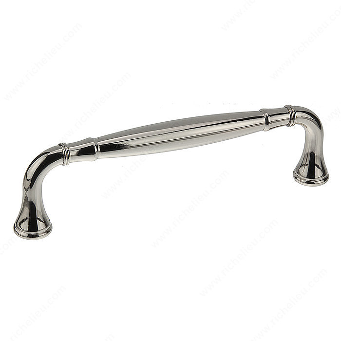 Richelieu Hardware Bp790128180 Classic Metal Handle Pull With Fluted Ends 128MM Nickel Finish