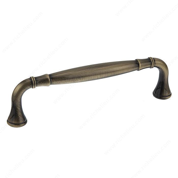 Richelieu Hardware Bp790128Ae Classic Metal Handle Pull With Fluted Ends 128MM Antique English Finish