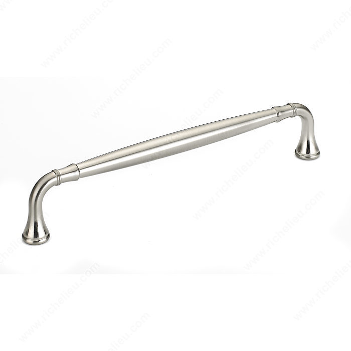 Richelieu Hardware Bp790192195 Classic Metal Handle Pull With Fluted Ends 192MM Brushed Nickel Finish
