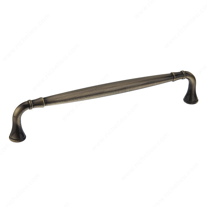 Richelieu Hardware Bp790192Ae Classic Metal Handle Pull With Fluted Ends 192MM Antique English Finish
