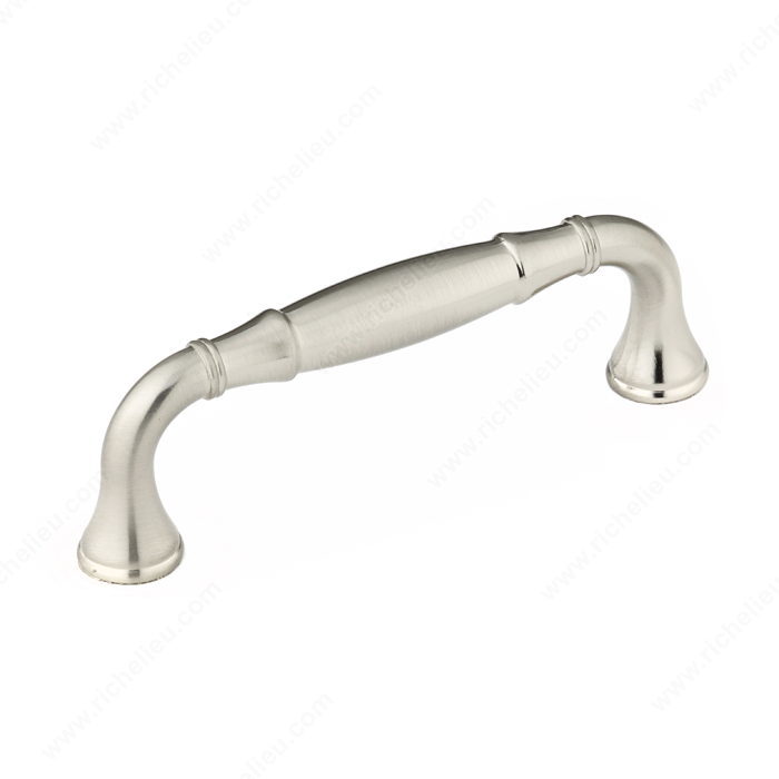 Richelieu Hardware Bp79076195 Classic Metal Handle Pull With Fluted Ends 3 Inch Brushed Nickel Finish