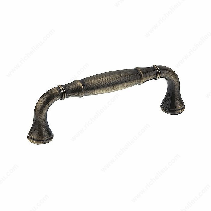 Richelieu Hardware Bp79076Ae Classic Metal Handle Pull With Fluted Ends 3 Inch Antique English Finish