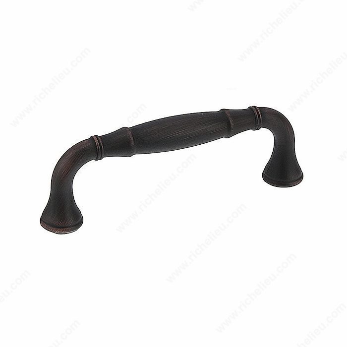 Richelieu Hardware Bp79076Borb Classic Metal Handle Pull With Fluted Ends 3 Inch Brushed Oil Rubbed Bronze Finish