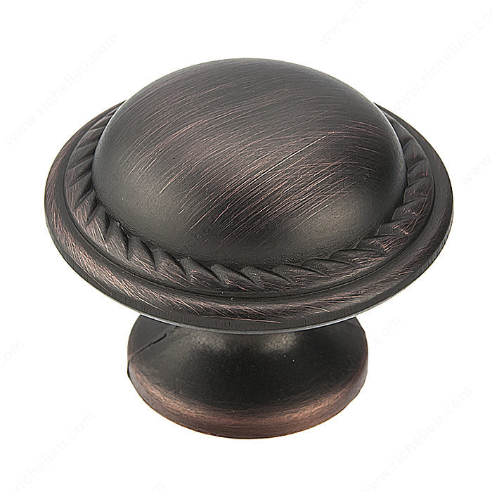 Richelieu Hardware Bp92830Borb Classic Metal Button Knob With Decorative Edges 30MM Brushed Oil Rubbed Bronze Finish