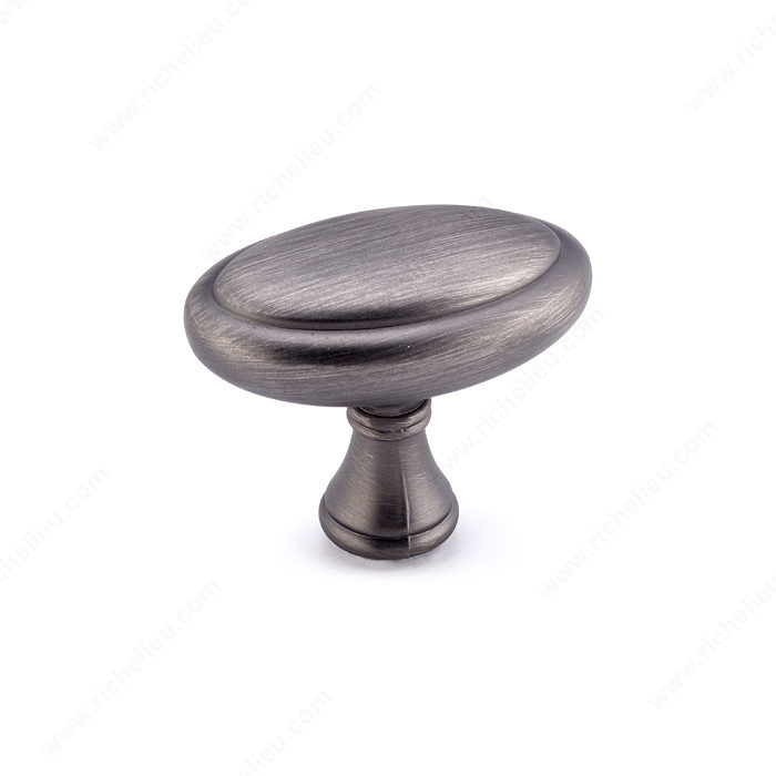Richelieu Hardware Bp79040143 Classic Metal Oval Knob With Flat Top 40MM Antique Nickel Finish