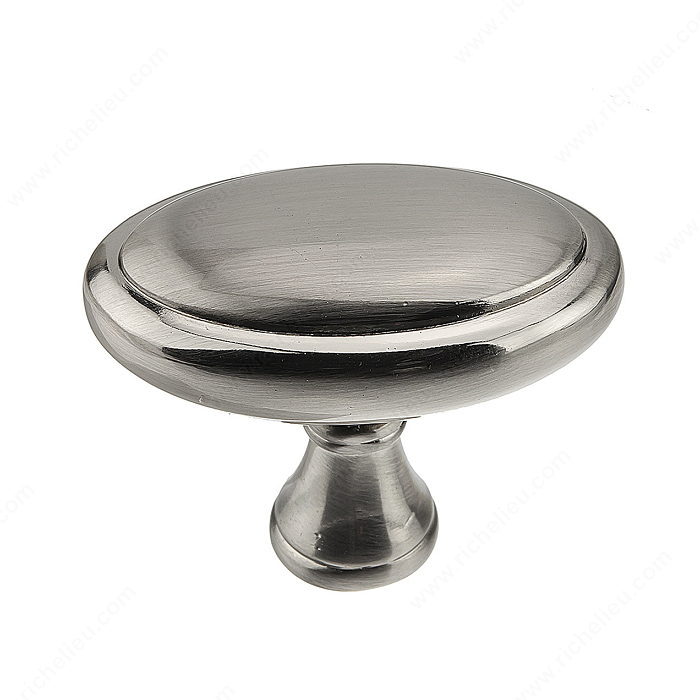 Richelieu Hardware Bp79040195 Classic Metal Oval Knob With Flat Top 40MM Brushed Nickel Finish