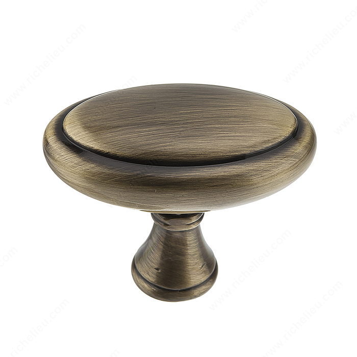 Richelieu Hardware Bp79040Ae Classic Metal Oval Knob With Flat Top 40MM Antique English Finish