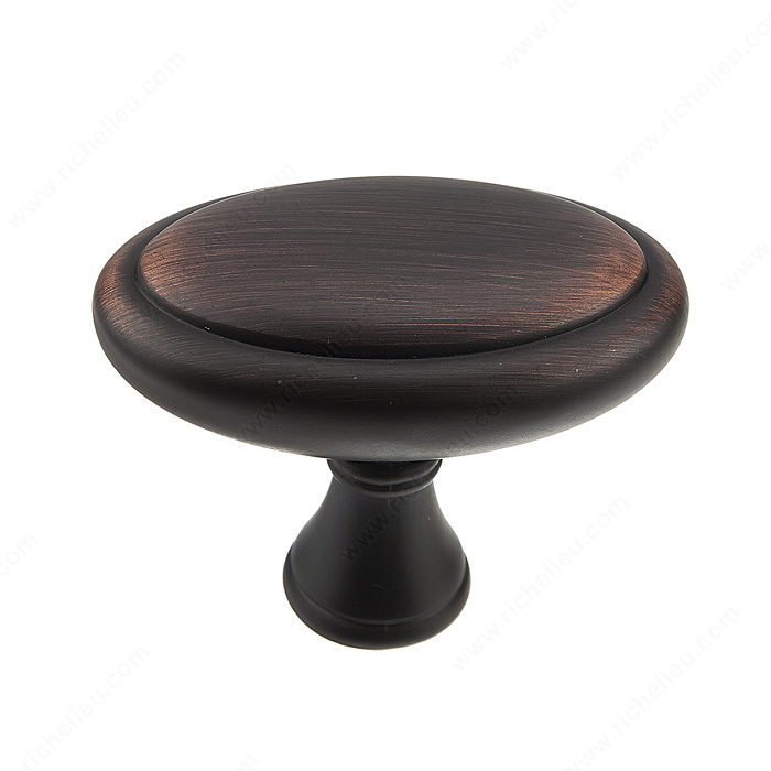 Richelieu Hardware Bp79040Borb Classic Metal Oval Knob With Flat Top 40MM Brushed Oil Rubbed Bronze Finish