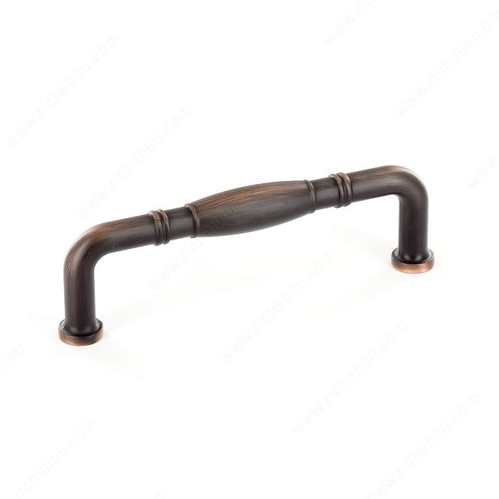 Richelieu Hardware Bp80296Borb Classic Metal Handle Pull With Bubble Center Grip 96MM Brushed Oil Rubbed Bronze Finish