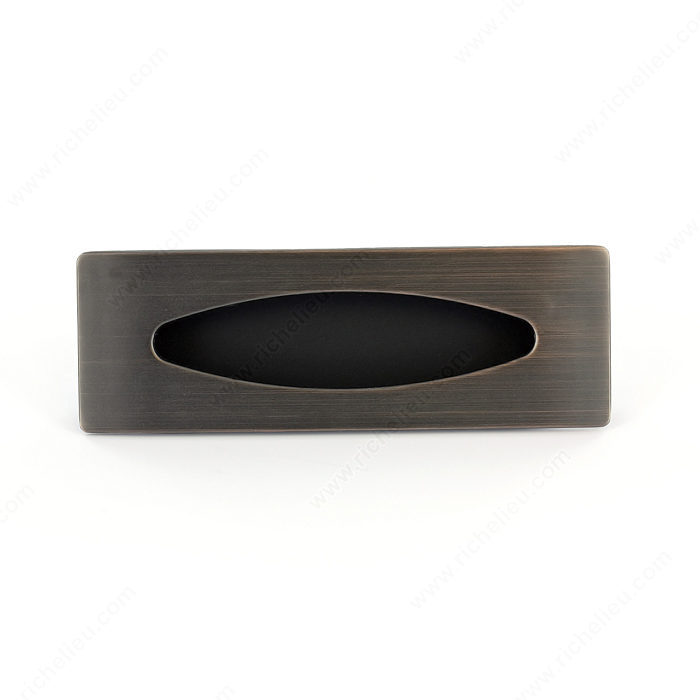 Richelieu Hardware Bp87076Borb Contemporary Metal Crescent Recessed Pull 76MM Brushed Oil Rubbed Bronze Finish