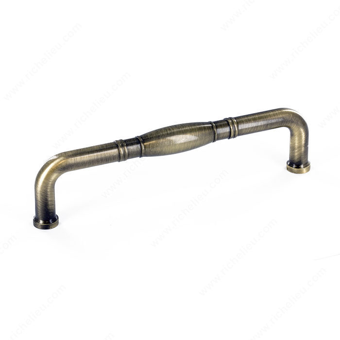 Richelieu Hardware Bp802128Ae Classic Metal Handle Pull With Bubble Center Grip 128MM Antique English Finish