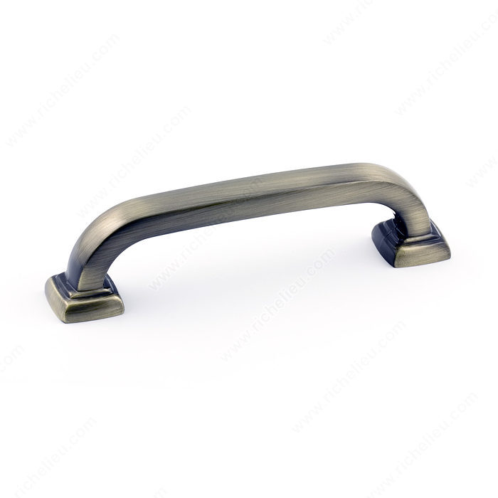 Richelieu Hardware Bp81596Ae Contemporary Metal Bar Pull With Square Backplate 96MM Antique English Finish