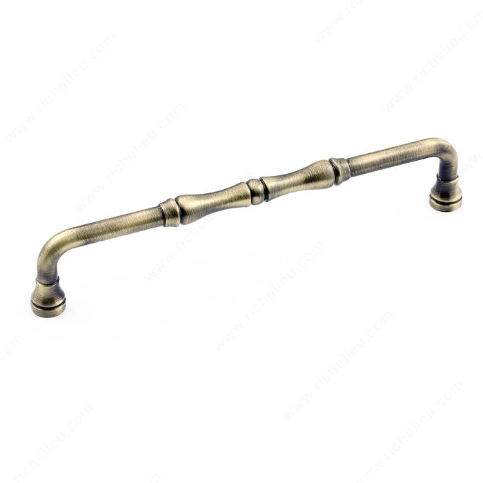 Richelieu Hardware Bp740160Ae Classic Decorative Metal Handle Pull With Fluted Ends 160MM Antique English Finish