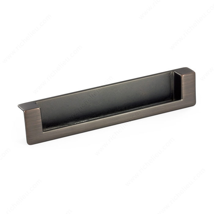Richelieu Hardware Bp897128Borb Contemporary Metal Rectangular Recessed Bin Pull 128MM Brushed Oil Rubbed Bronze Finish
