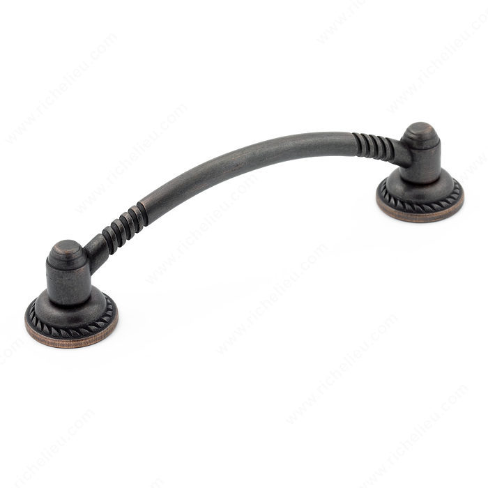 Richelieu Hardware Bp236796Borb Classic Metal Handle Pull & Rosette 96MM Brushed Oil Rubbed Bronze Finish