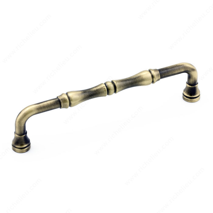Richelieu Hardware Bp740128Ae Classic Decorative Metal Handle Pull With Fluted Ends 128MM Antique English Finish