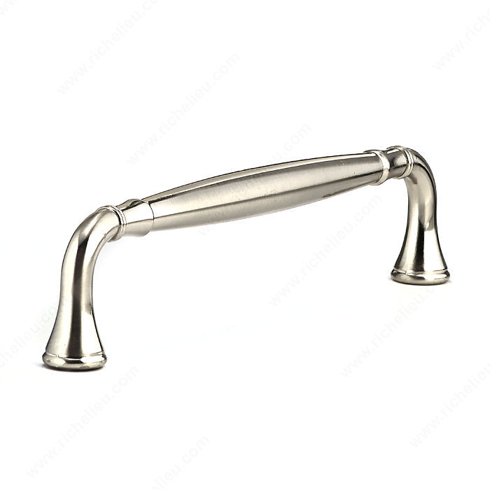 Richelieu Hardware Bp790160195 Classic Metal Handle Pull With Fluted Ends 160MM Brushed Nickel Finish