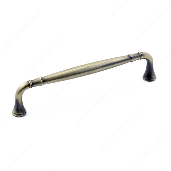 Richelieu Hardware Bp790160Ae Classic Metal Handle Pull With Fluted Ends 160MM Antique English Finish