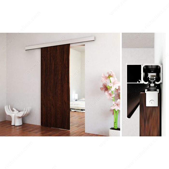 Richelieu 2460402ALPVC Contemporary Sliding Door Set for Suspended Wooden Door (Soft Close Included)