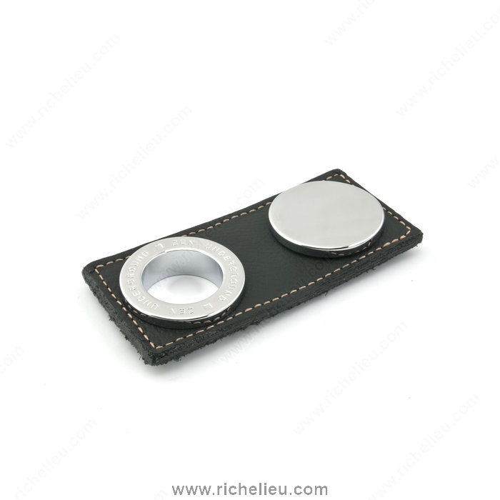 Richelieu Hardware 612516140900 Contemporary Leather Knob  -  6125  - Chrome; Black