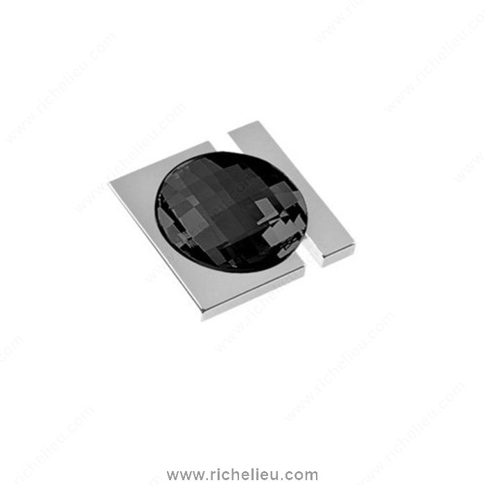 Richelieu Hardware 91001614009 Contemporary Knob with Swarovski Crystal  -  9100  - Chrome; Black Crystal