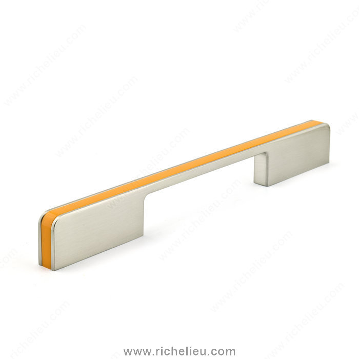 Richelieu Hardware 935316019507 Contemporary Metal & Plastic Pull  -  9353  - Brushed Nickel; Orange