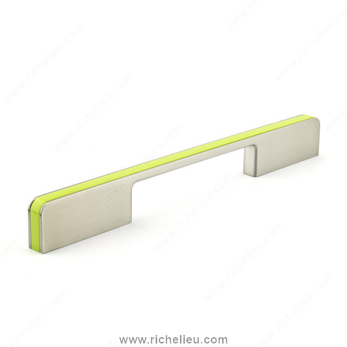Richelieu Hardware 935316019505 Contemporary Metal & Plastic Pull  -  9353  - Brushed Nickel; Apple Green
