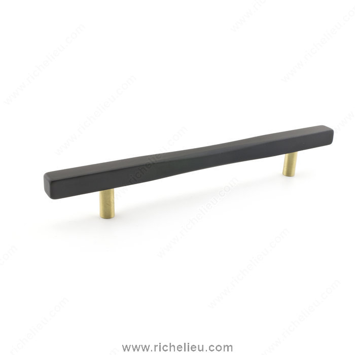 Richelieu Hardware 7735160160900 Contemporary Metal Pull  -  7735  - Black; Satin Brass