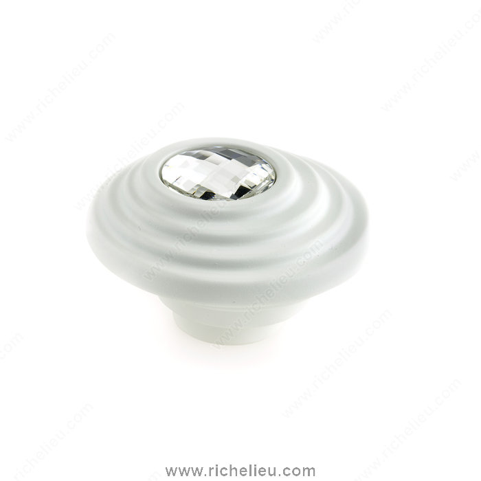 Richelieu Hardware 242705203011 Contemporary Art Deco Knobs Embedded with Swarovski Crystal  -  2427  - White; Crystal