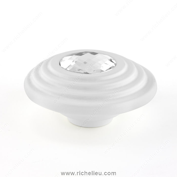 Richelieu Hardware 242707203011 Contemporary Art Deco Knobs Embedded with Swarovski Crystal  -  2427  - White; Crystal