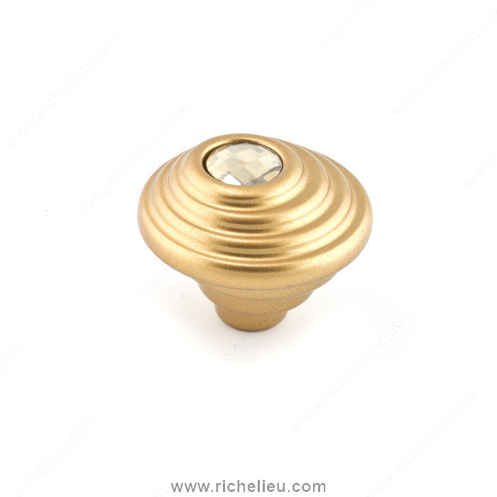 Richelieu Hardware 242703216504 Contemporary Art Deco Knobs Embedded with Swarovski Crystal  -  2427  - Gold Crystal; Matt Gold