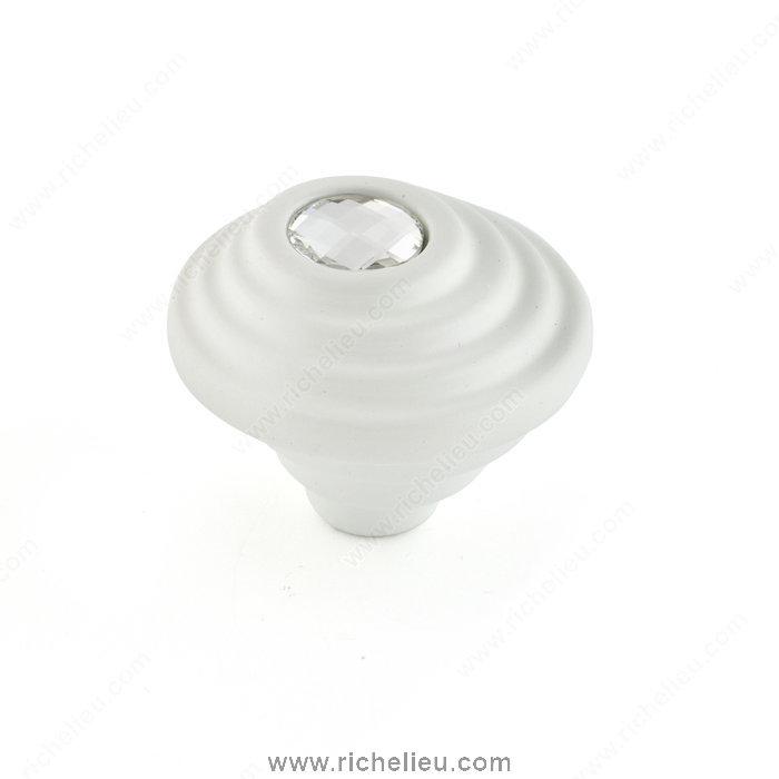 Richelieu Hardware 242703203011 Contemporary Art Deco Knobs Embedded with Swarovski Crystal  -  2427  - White; Crystal
