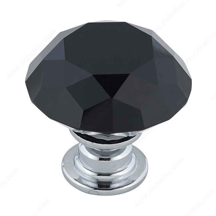 Richelieu BP30303014090 Contemporary Crystal Knob - 3030 - Chrome and Black