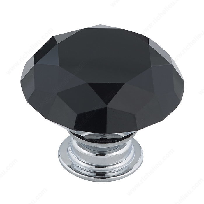 Richelieu BP30304014090 Contemporary Crystal Knob - 3030 - Chrome and Black