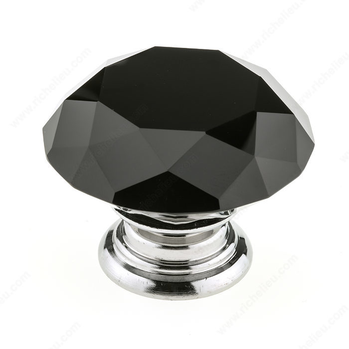 Richelieu BP87765014090 Contemporary Crystal Knob - 8776 - Chrome / Black