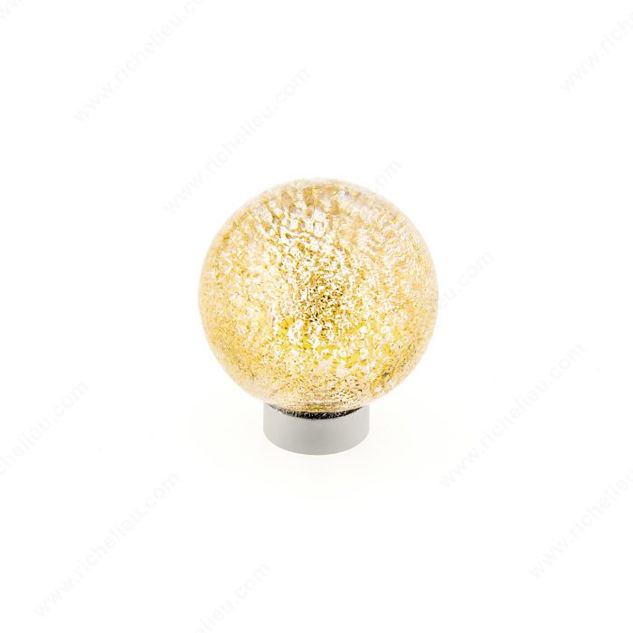 Richelieu 40473011131 Contemporary Murano Glass Knob - 4047 - Clear / Metallic Gold