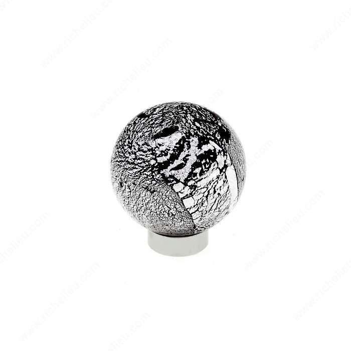 Richelieu 40473090172 Contemporary Murano Glass Knob - 4047 - Silver / Black