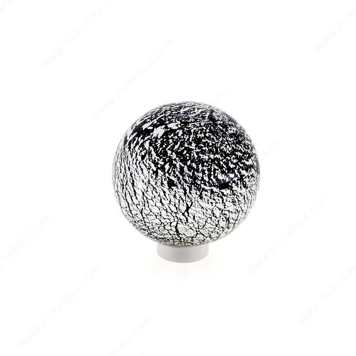 Richelieu 40474090172 Contemporary Murano Glass Knob - 4047 - Silver / Black