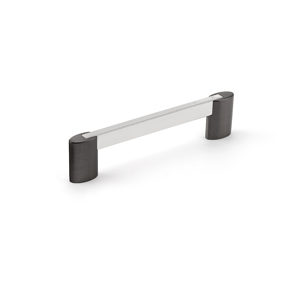 Richelieu BP872812894140 Contemporary Metal Pull in Chrome / Brushed Black Stainless Steel