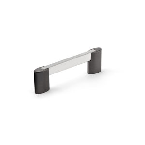 Richelieu BP87289694140 Contemporary Metal Pull in Chrome / Brushed Black Stainless Steel
